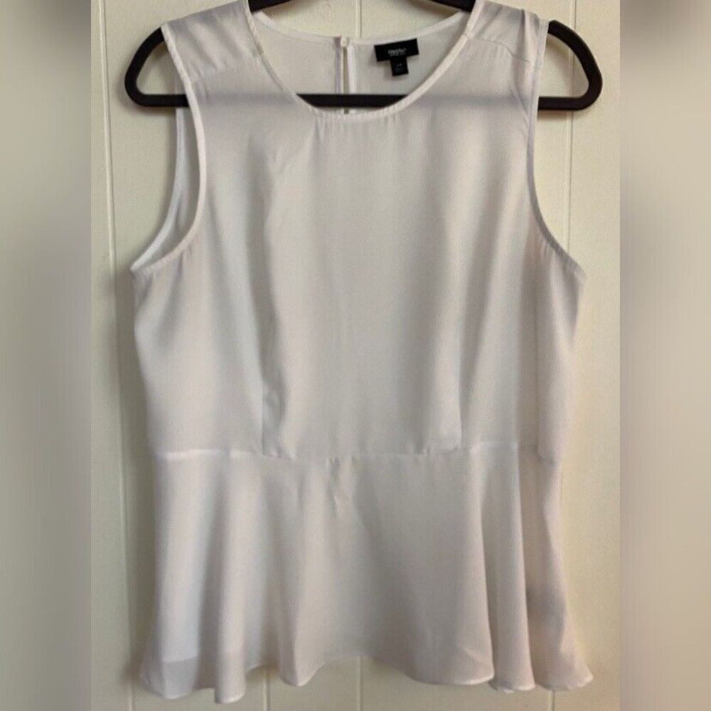 Mossimo Blouse Women’s Large White Sleeveless Drop Waist Ruffle Fairycore
